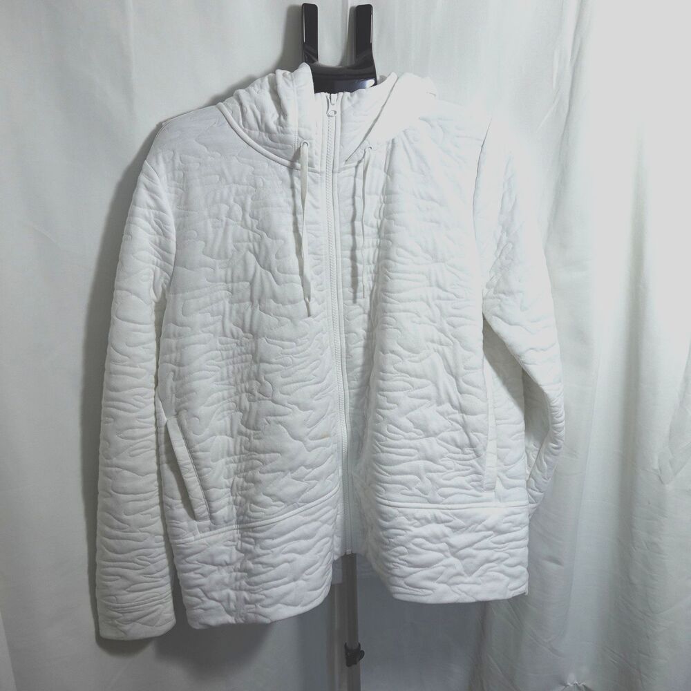 DSG Women’s Quilted White Full Zip Hoodie Jacket Size XL Long Sleeve Pockets